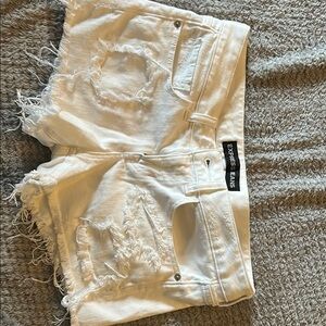 Express White Distressed Denim Shorts